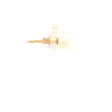 White Round Freshwater Pearl 7mm Earrings in Yellow Gold