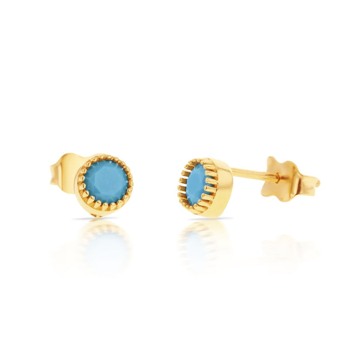 9ct Yellow Gold Plain Turqouise Stud