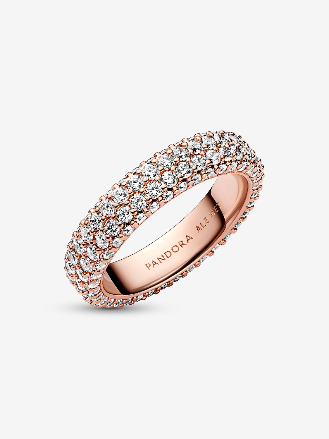 14k Rose gold-plated ring with clear cubic zirconia