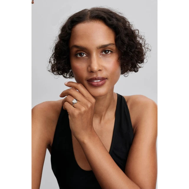 Engravable heart sterling silver ring