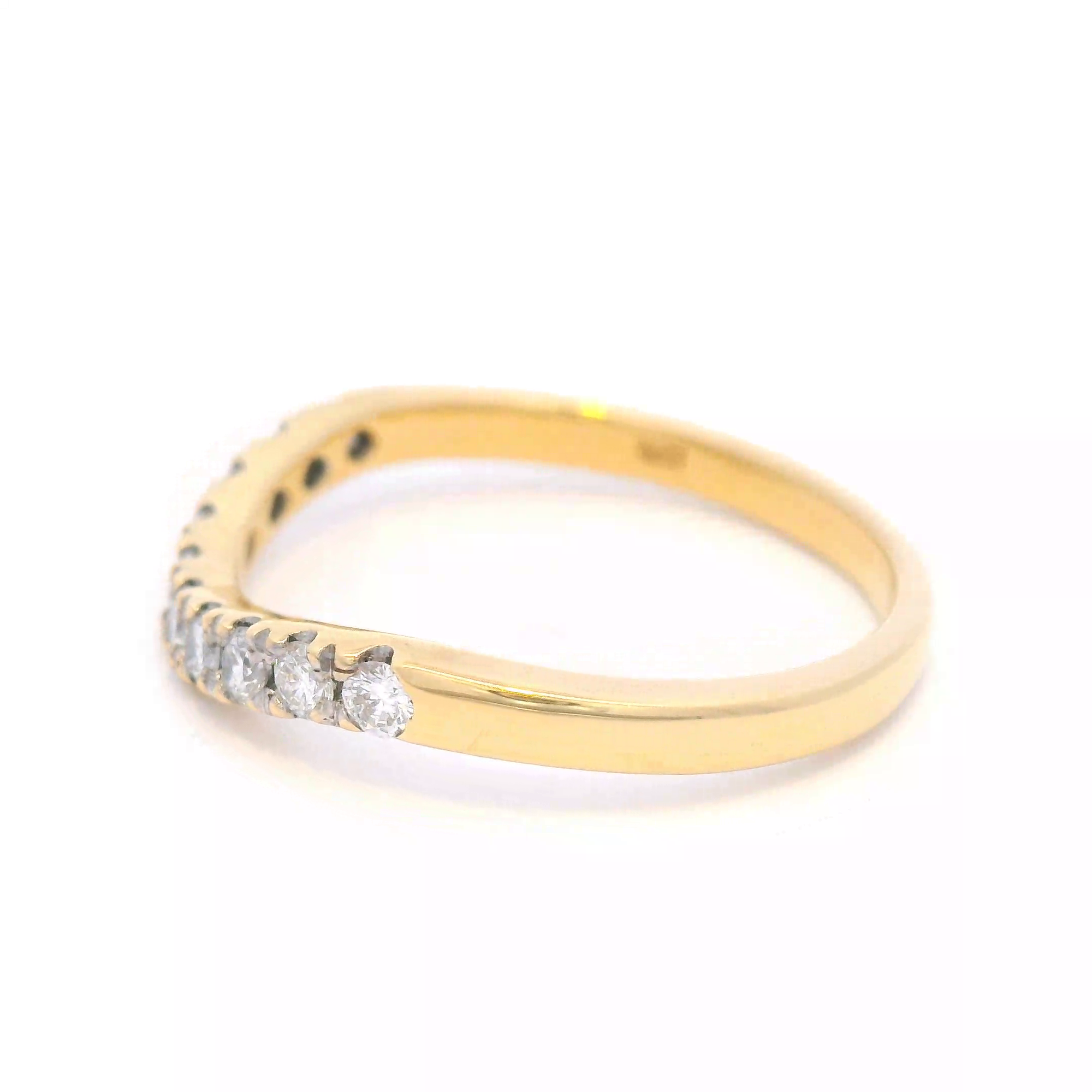 Curved Diamond Set Wedding Band in Yellow Gold