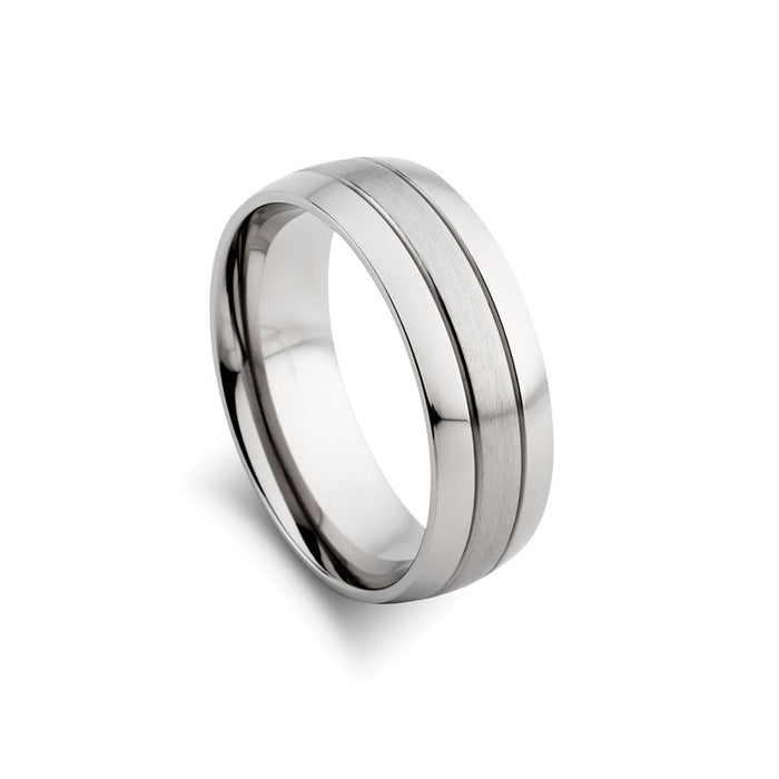 Blaze Stainless Steel Mens Matte and Polished Wide Band Ring
