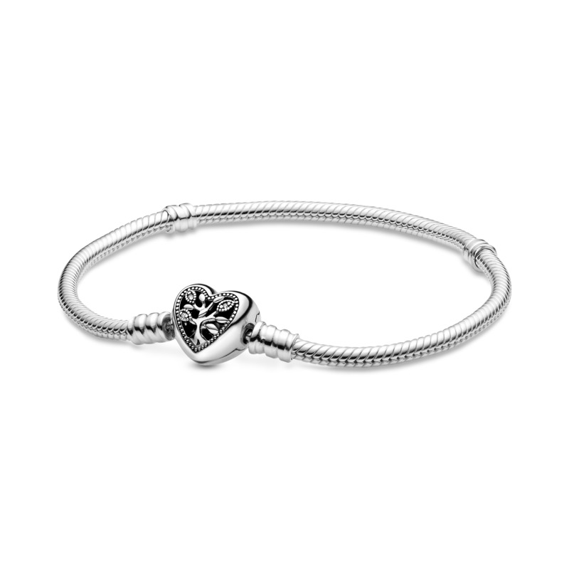 Family Tree Heart Clasp Snake Chain Bracelet