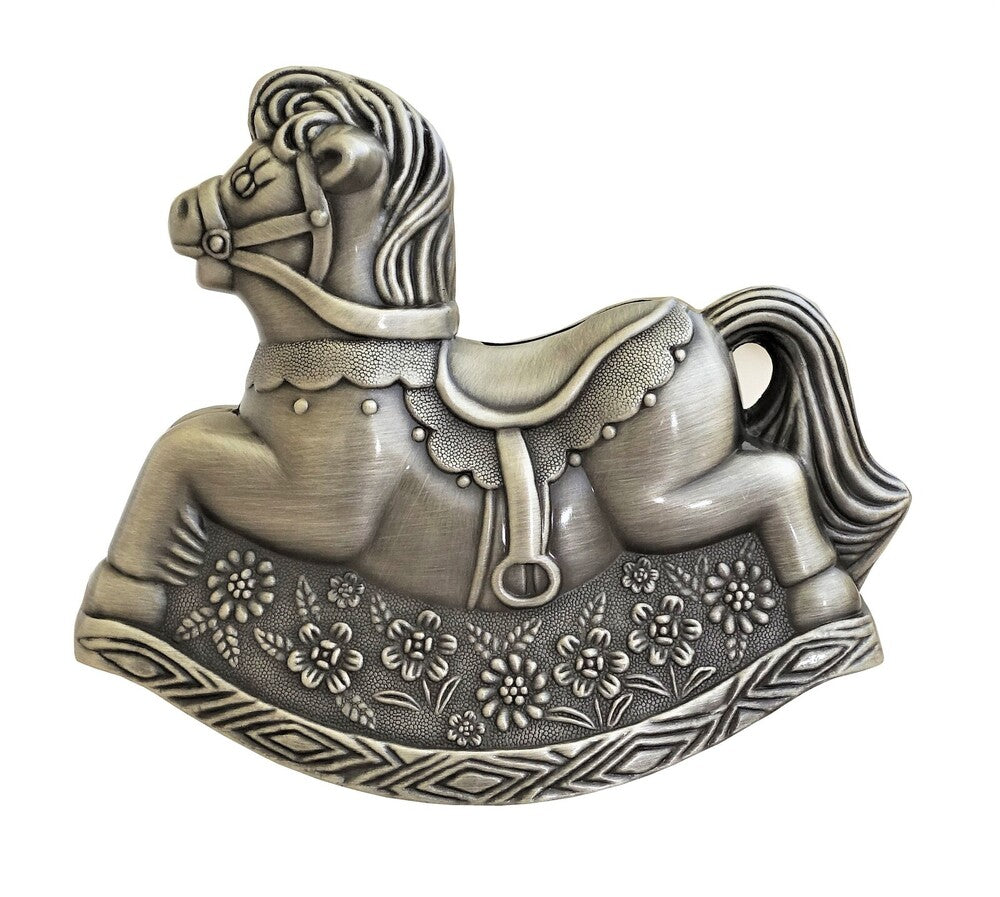 Russell Collection Money Bank - Pewter Finish Rocking Horse