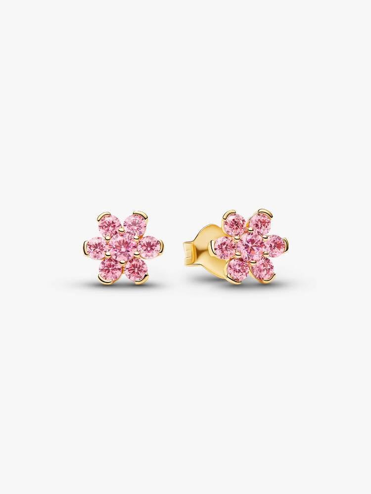 Pandora Sparkling Pink Flower Stud Earrings