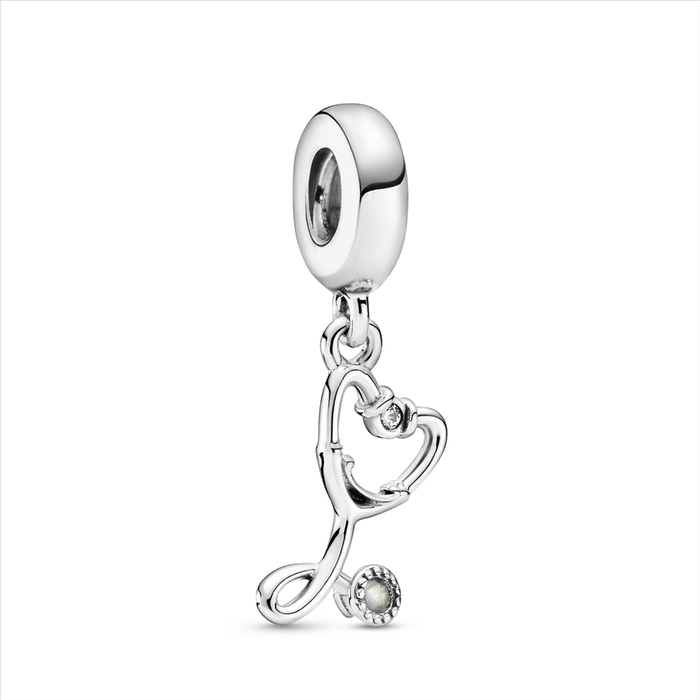 Stethoscope Heart Silver Hanging Charm