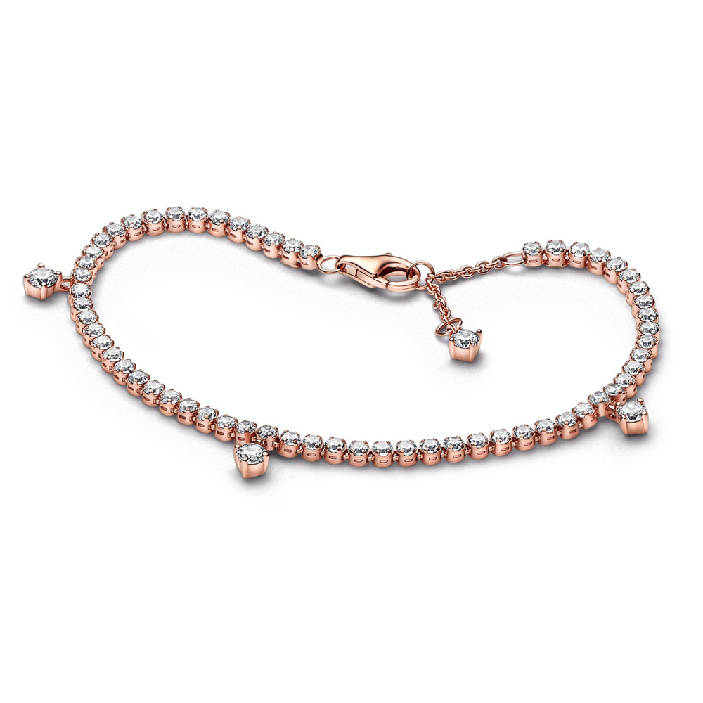 14k Rose gold-plated bracelet with clear cubic zirconia