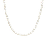 DPI Freshwater Rice Pearl Short Necklace With Sterling Silver Clasp And Extension