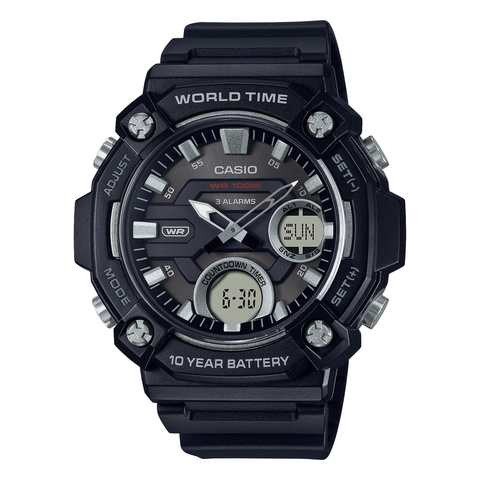 Casio Duo HD Combi 10y Batt Black Resin Band