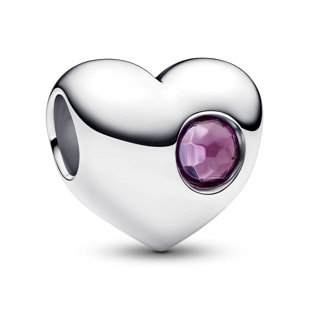 Pandora Engravable Purple Stone Heart Charm