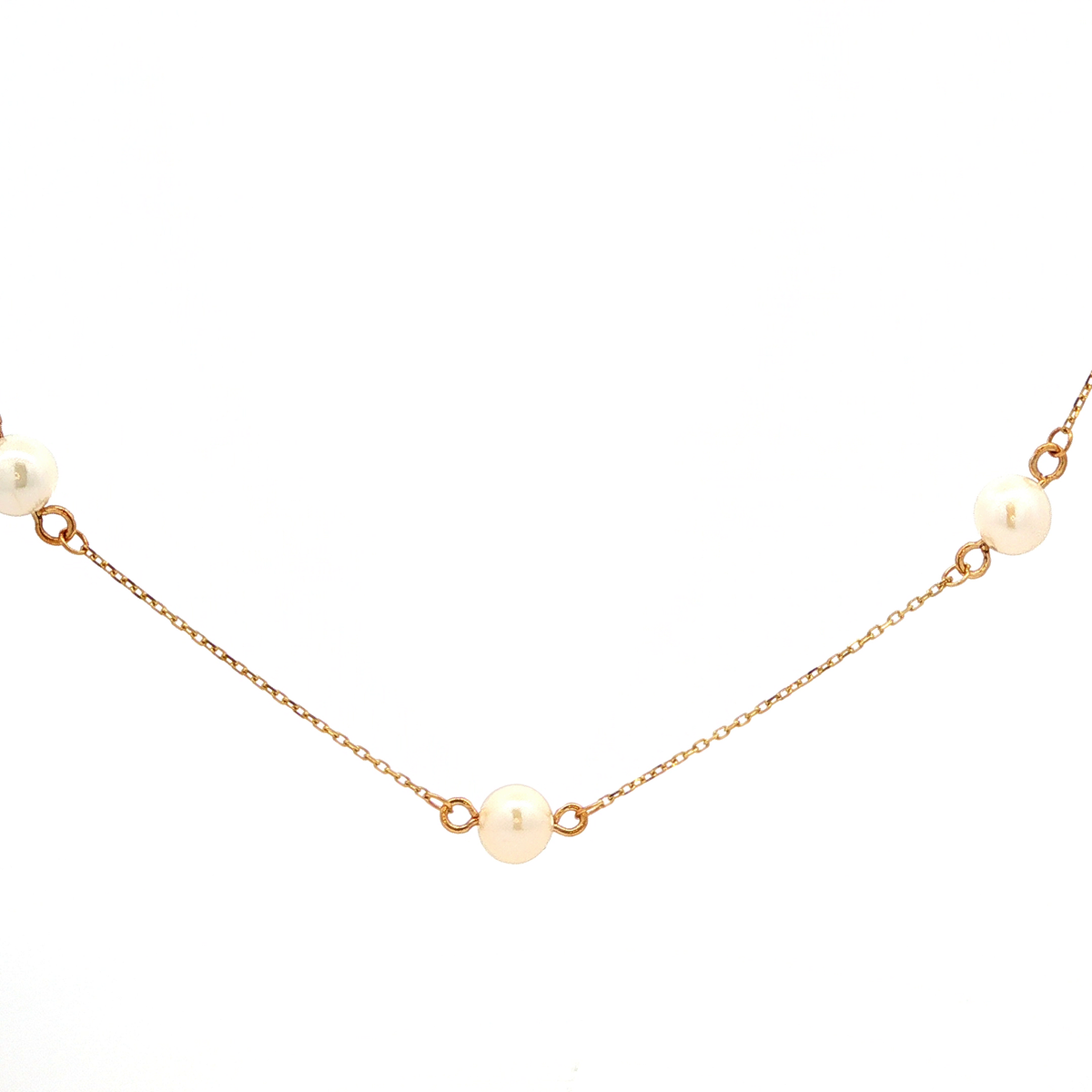 5 Pearl Necklet in Yellow Gold