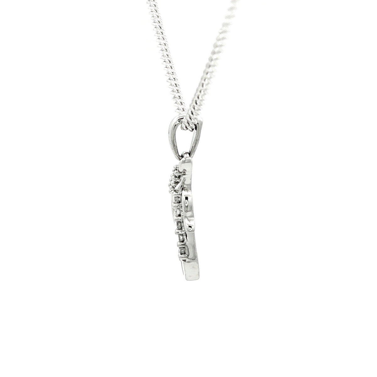 White Gold over Silver Diamond Initial 'H' Charm Necklace