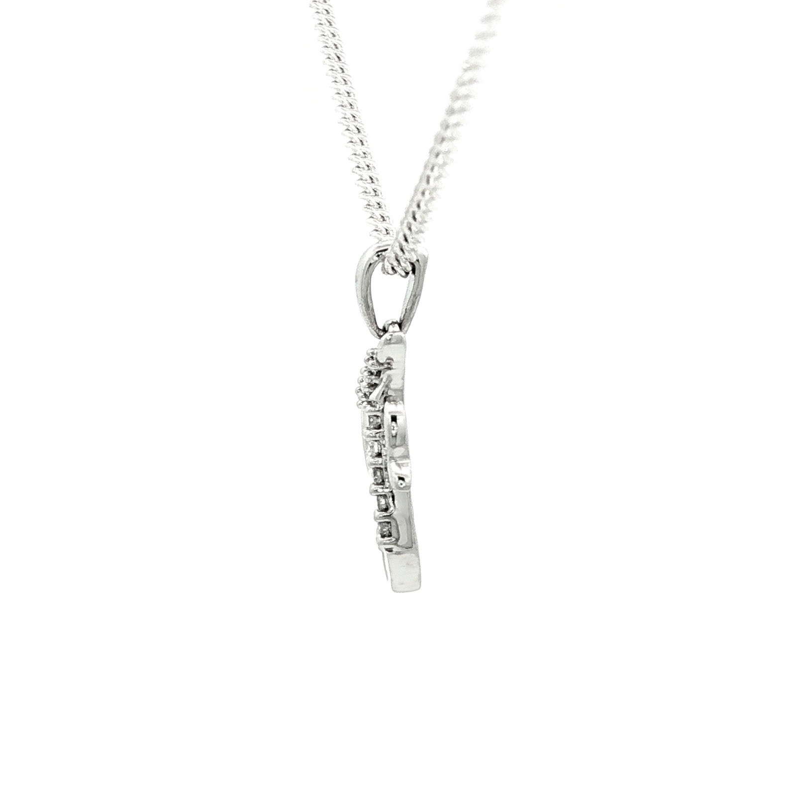 White Gold over Silver Diamond Initial 'H' Charm Necklace