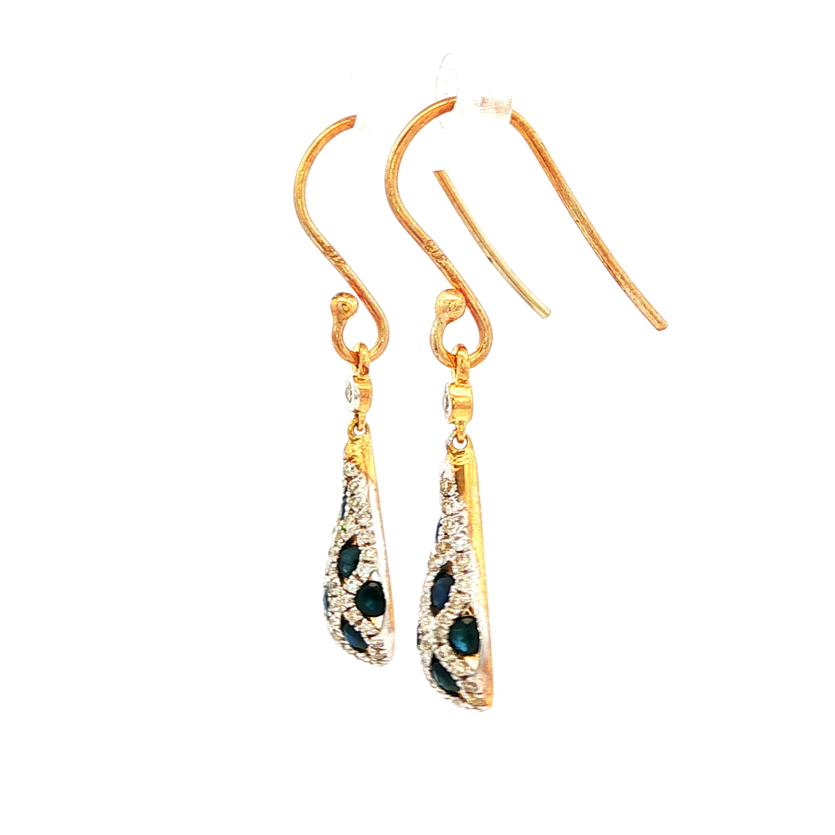 Sapphire & Diamond Drop Earrings in Yellow Gold