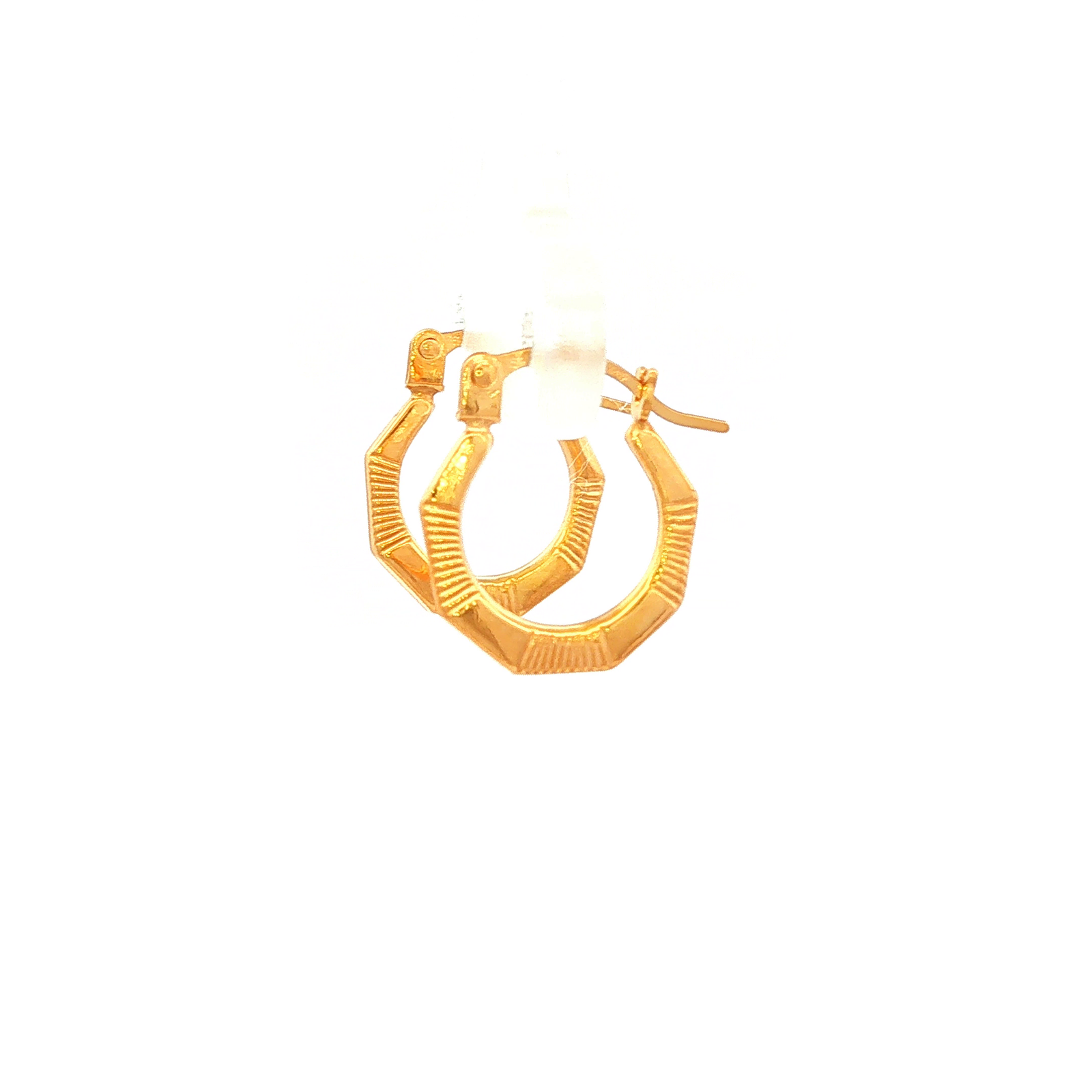 Fancy Hexagon Shape Hoop Earring in Yellow Gold