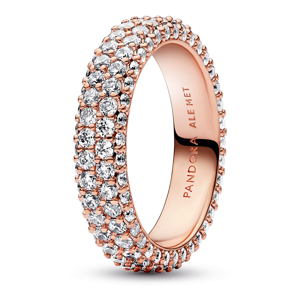 14k Rose gold-plated ring with clear cubic zirconia
