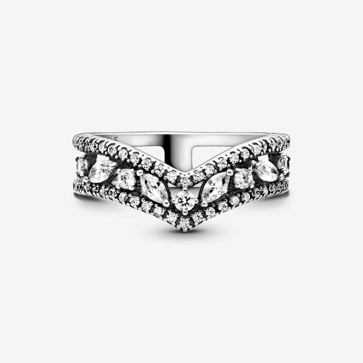 Sparkling Marquise Double Wishbone Ring - 58