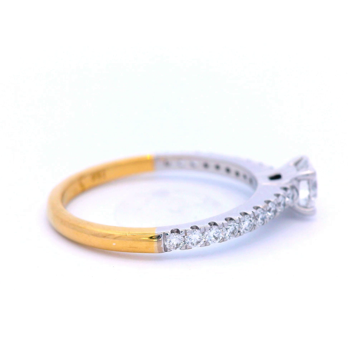 Round Brilliant Cut Diamond Set in a Two Tone White/Yellow Gold Ring