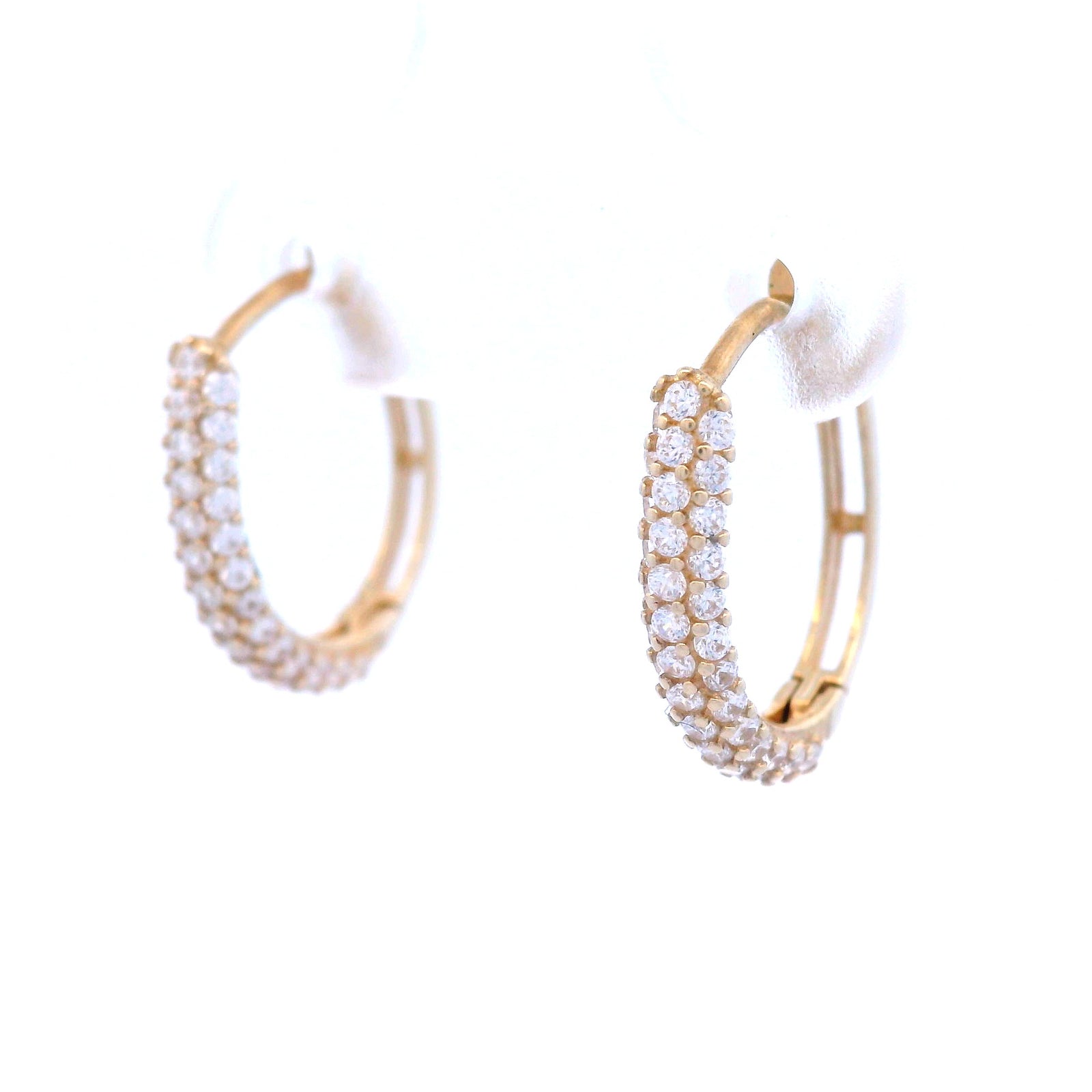 U-Shaped Cubic Zirconia Set Hoops in Yellow Gold