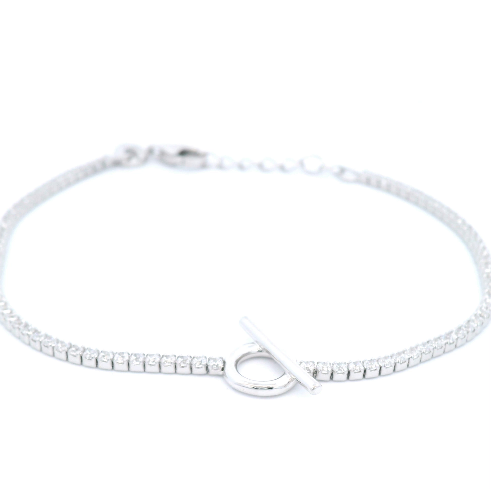 Tennis Chain Bracelet In Sterling Silver