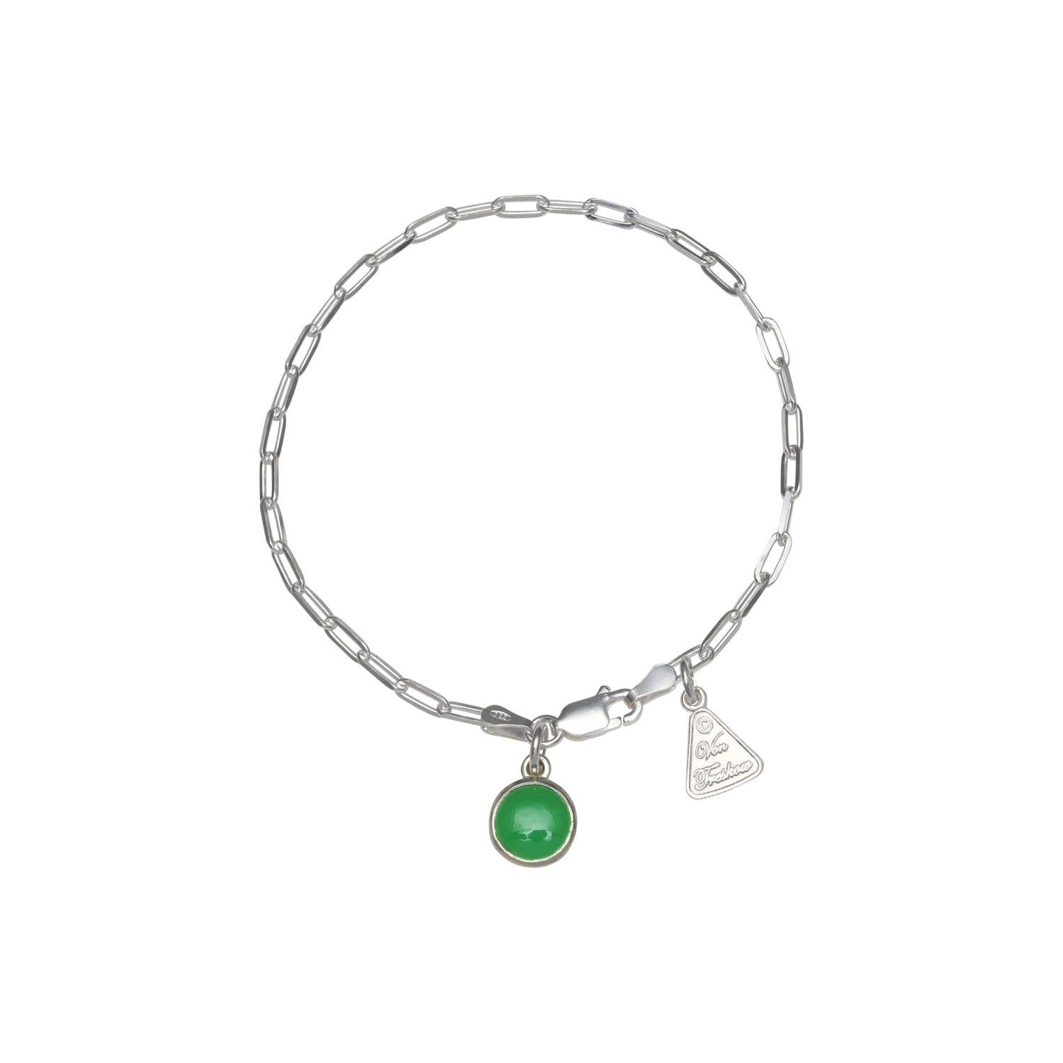 Von Treskow Fine Clip Chain Bracelet with Round Chrysoprase
