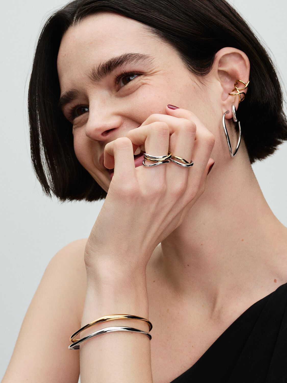 Pandora Two-tone Entwined Bands Ring