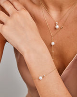 9K Gold Lab Grown Diamond & Freshwater Pearl Bracelet