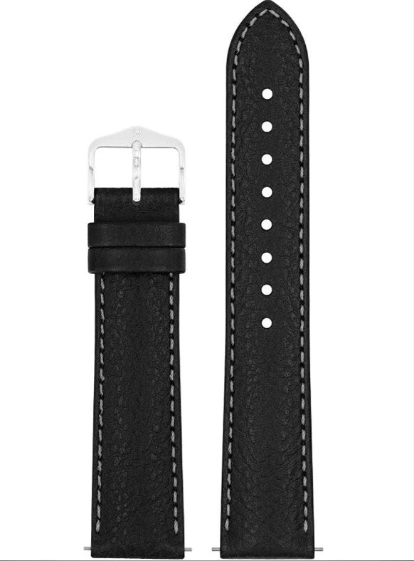 Hirsch Leather Watch Strap Forest L 18 mm Black