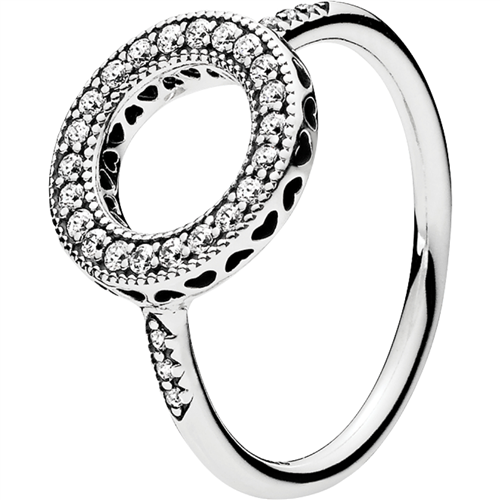 Hearts Of PANDORA Halo Silver Feature Ring w CZ