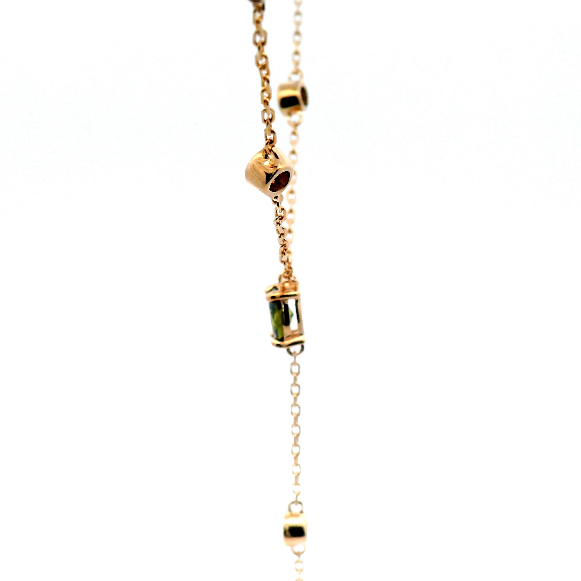Multi Shape Station Drop Necklace In Yellow Gold
