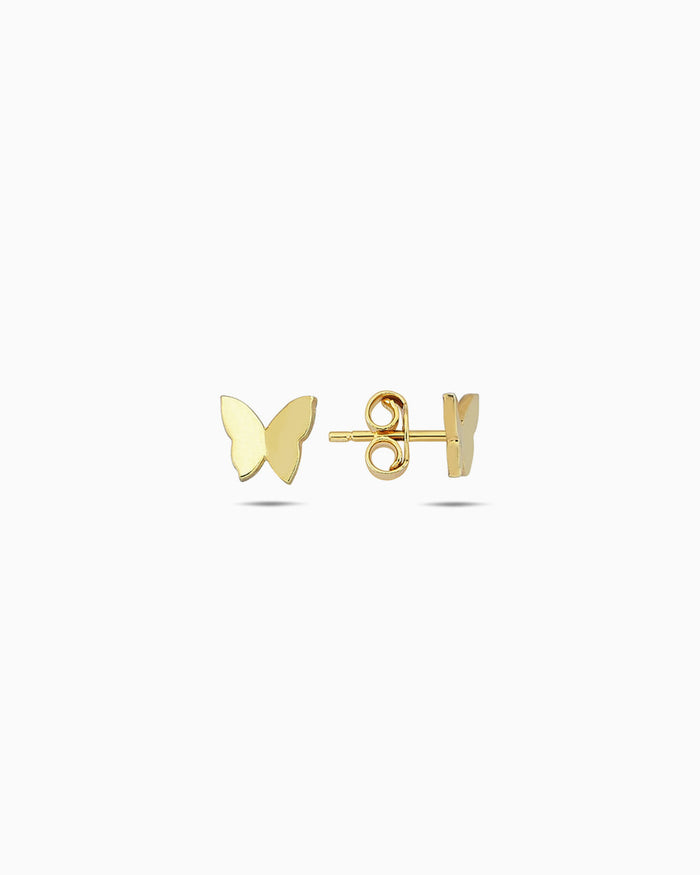 Butterfly Stud Earrings in Yellow Gold