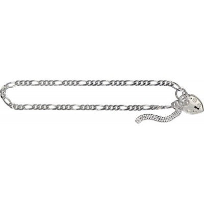 Diamond Cut Figaro Link Bracelet with Bevelled Edge in Sterling Silver