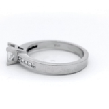 Princess Cut Shoulder Stone Side Engagement Ring in White Gold