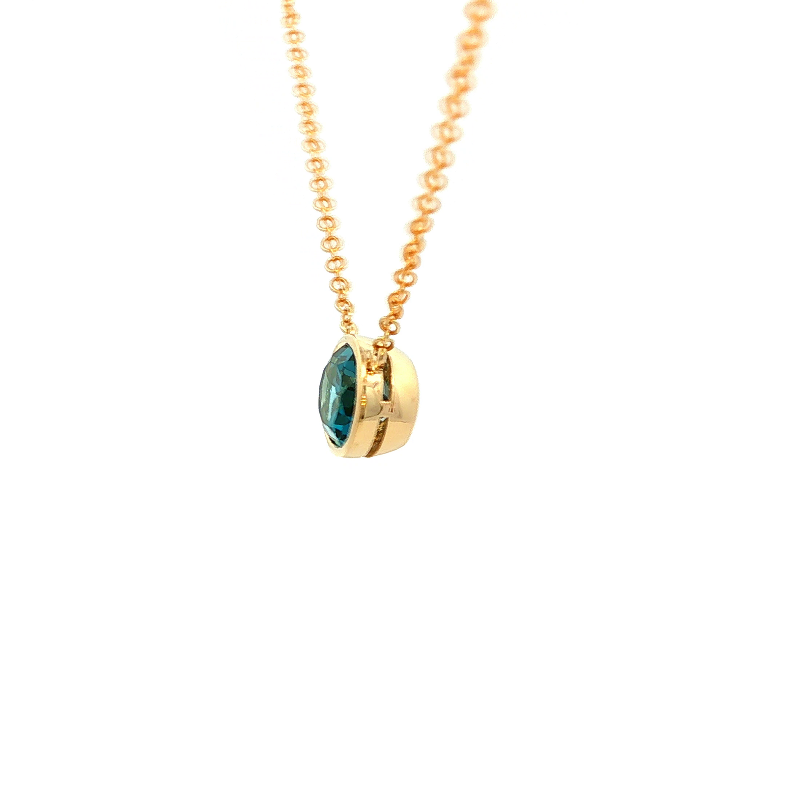 London Blue Topaz Pendant in Yellow Gold