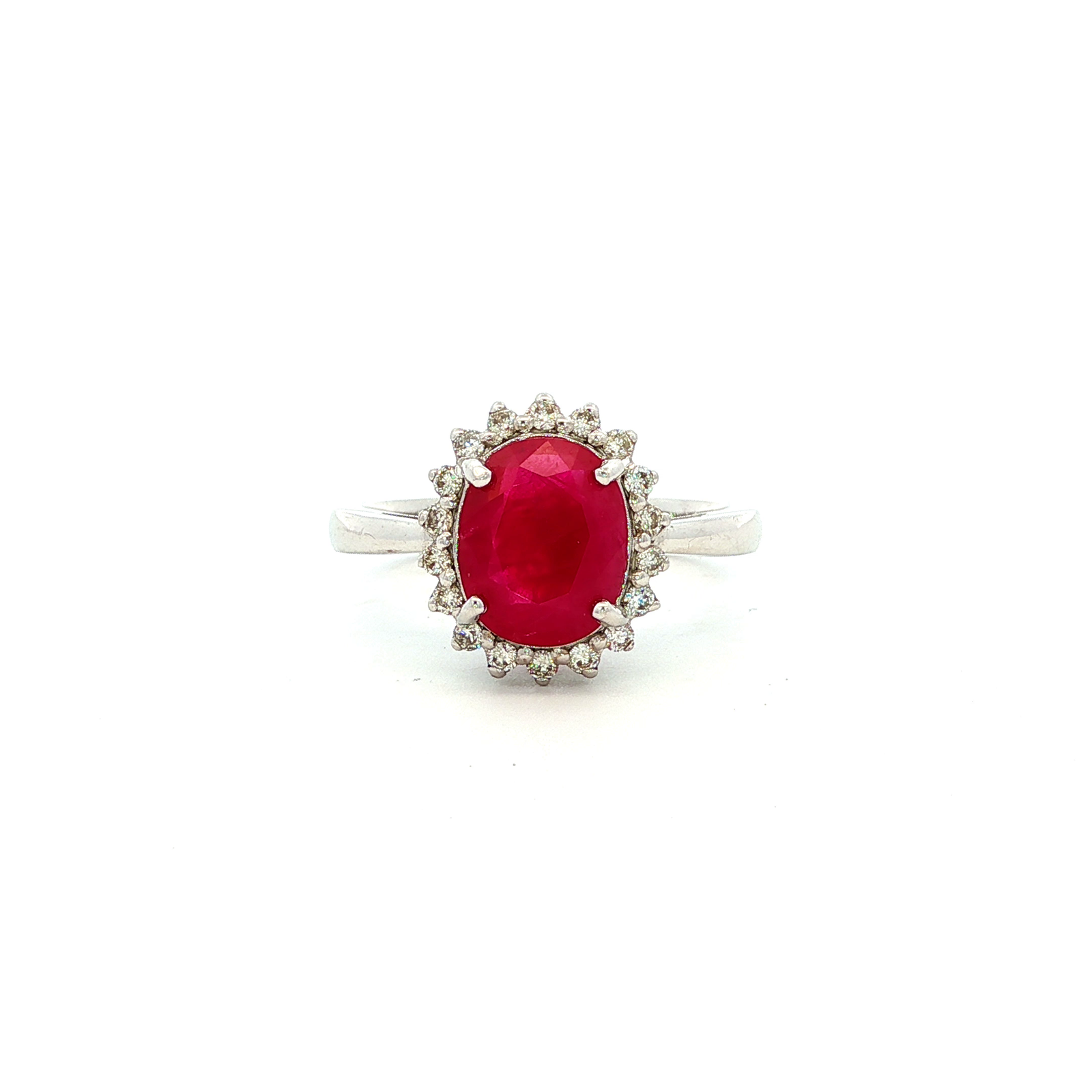 Natural Ruby and Diamond in White Gold Dress Ring