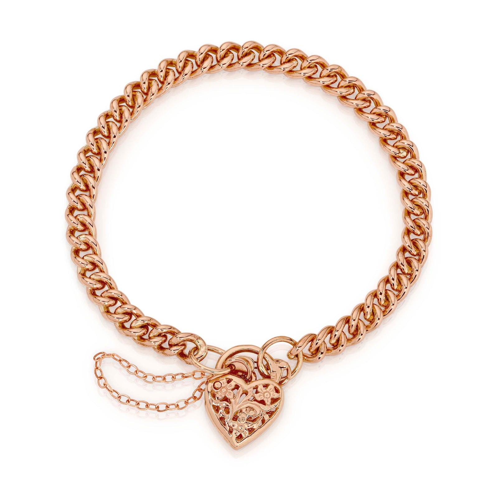 Curb Link Padlock Bracelet in Rose Gold