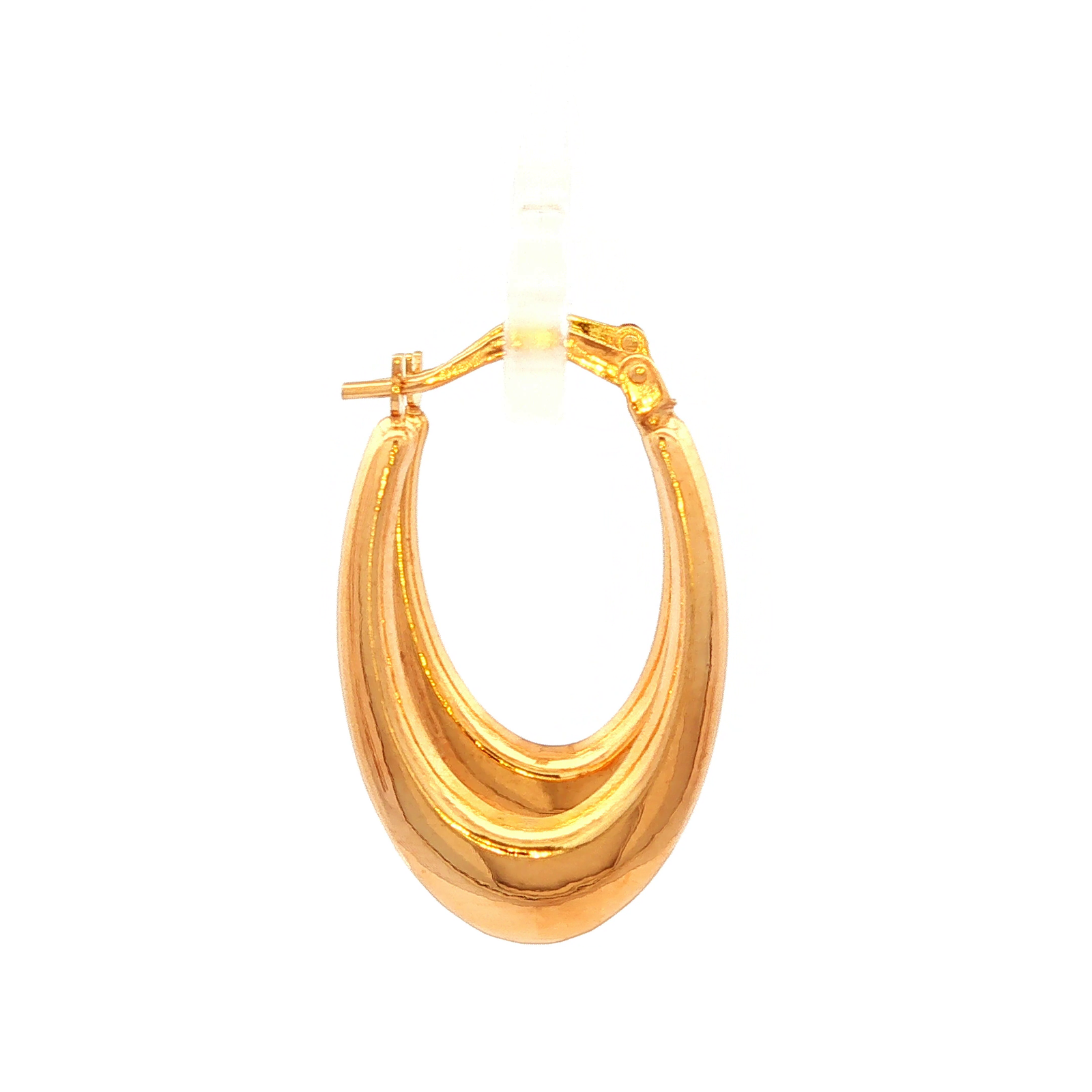 Oval Profile Progressive Concave Tub Hoop Earring in Yellow Gold