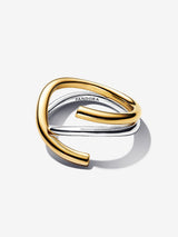 Organically shaped sterling silver and 14k gold-plated ring