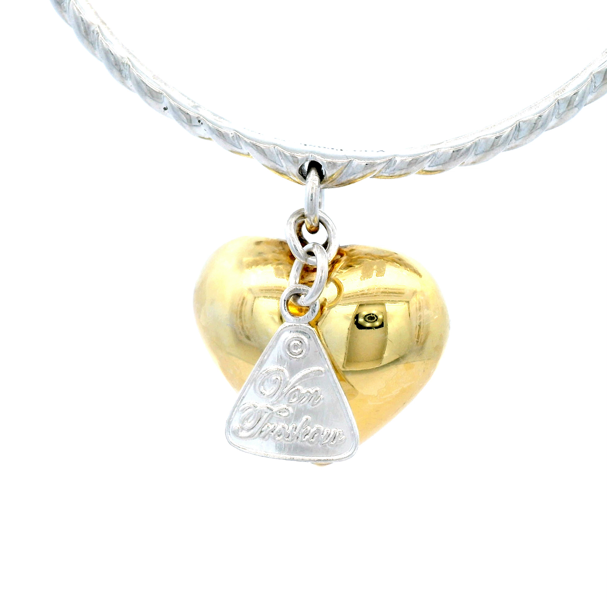 Von Treskow Twisted Solid Bangle with Gold Puff Heart