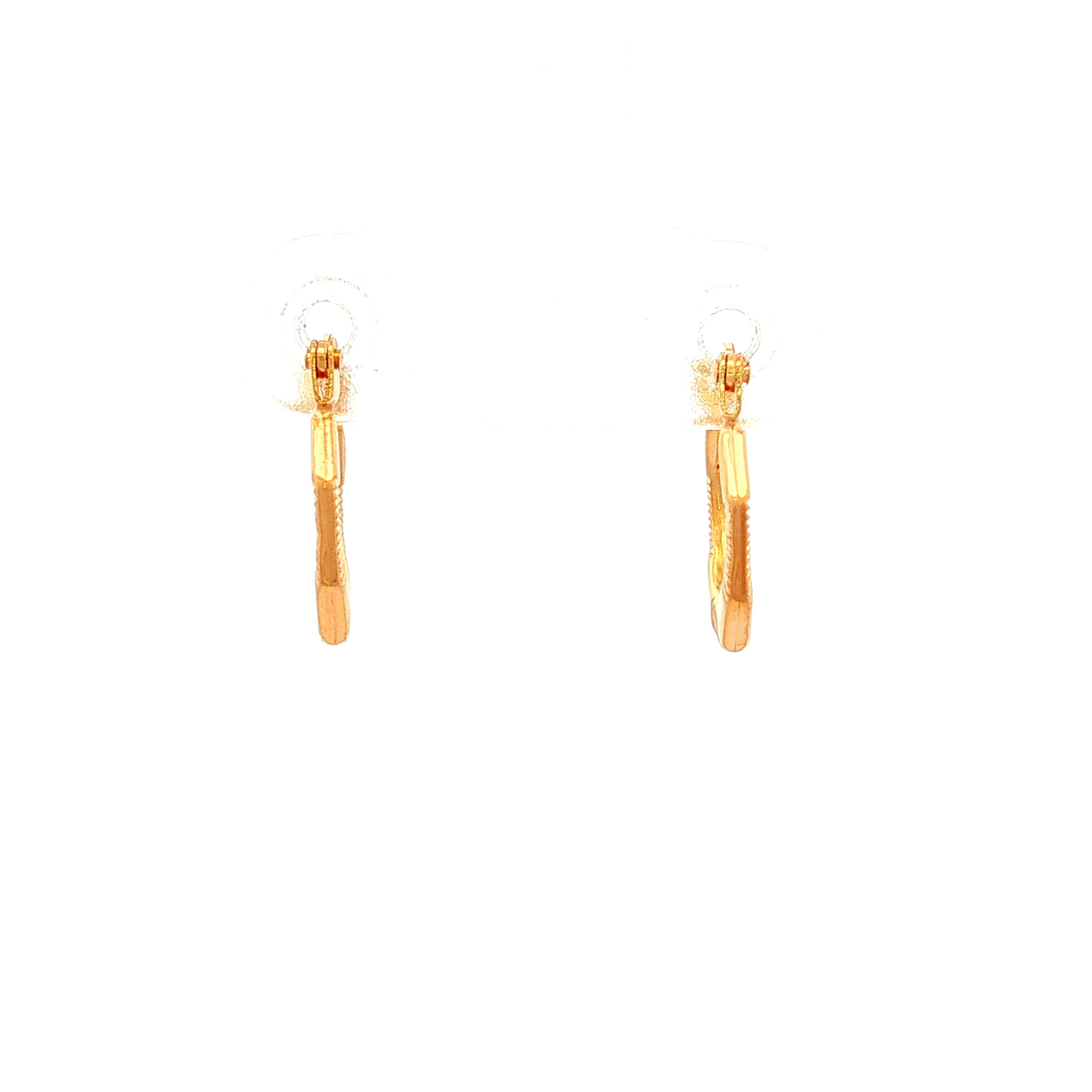 Fancy Hexagon Shape Hoop Earring in Yellow Gold