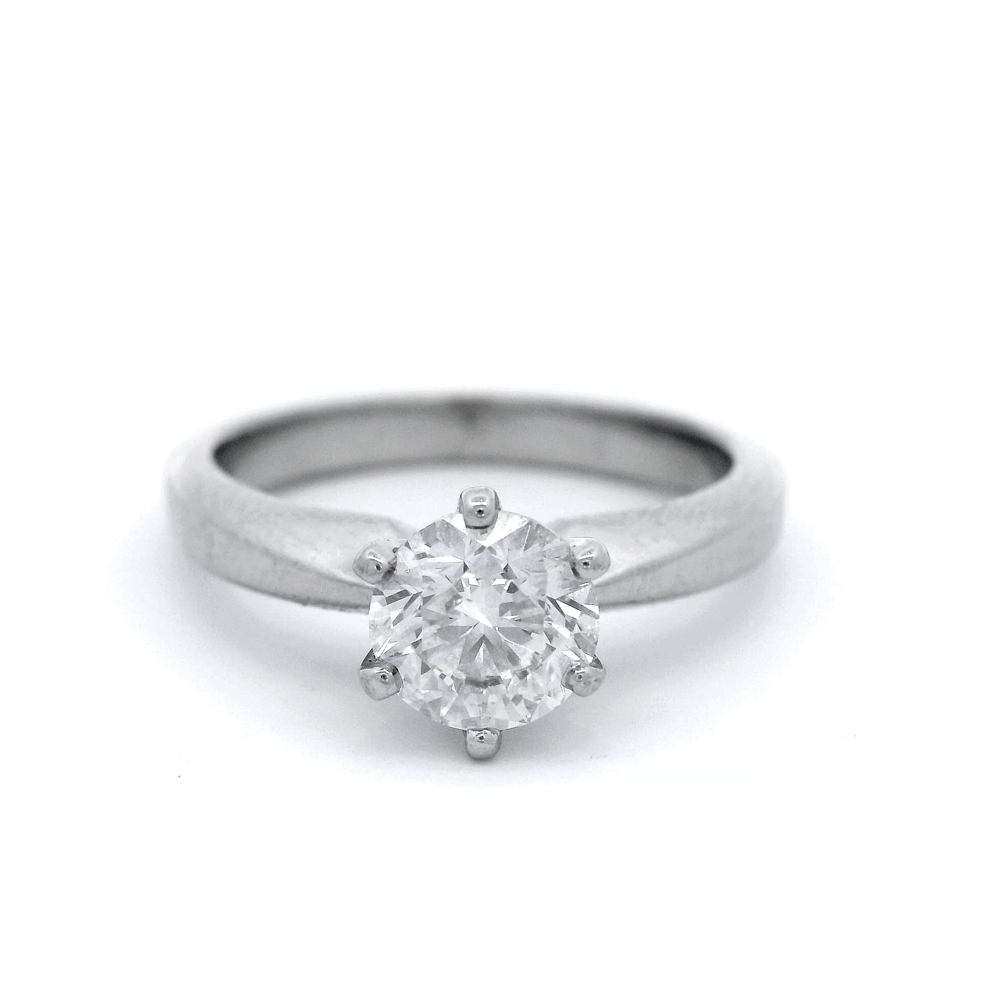 Round Brilliant Cut Diamond in a 6 Claw White Gold Setting