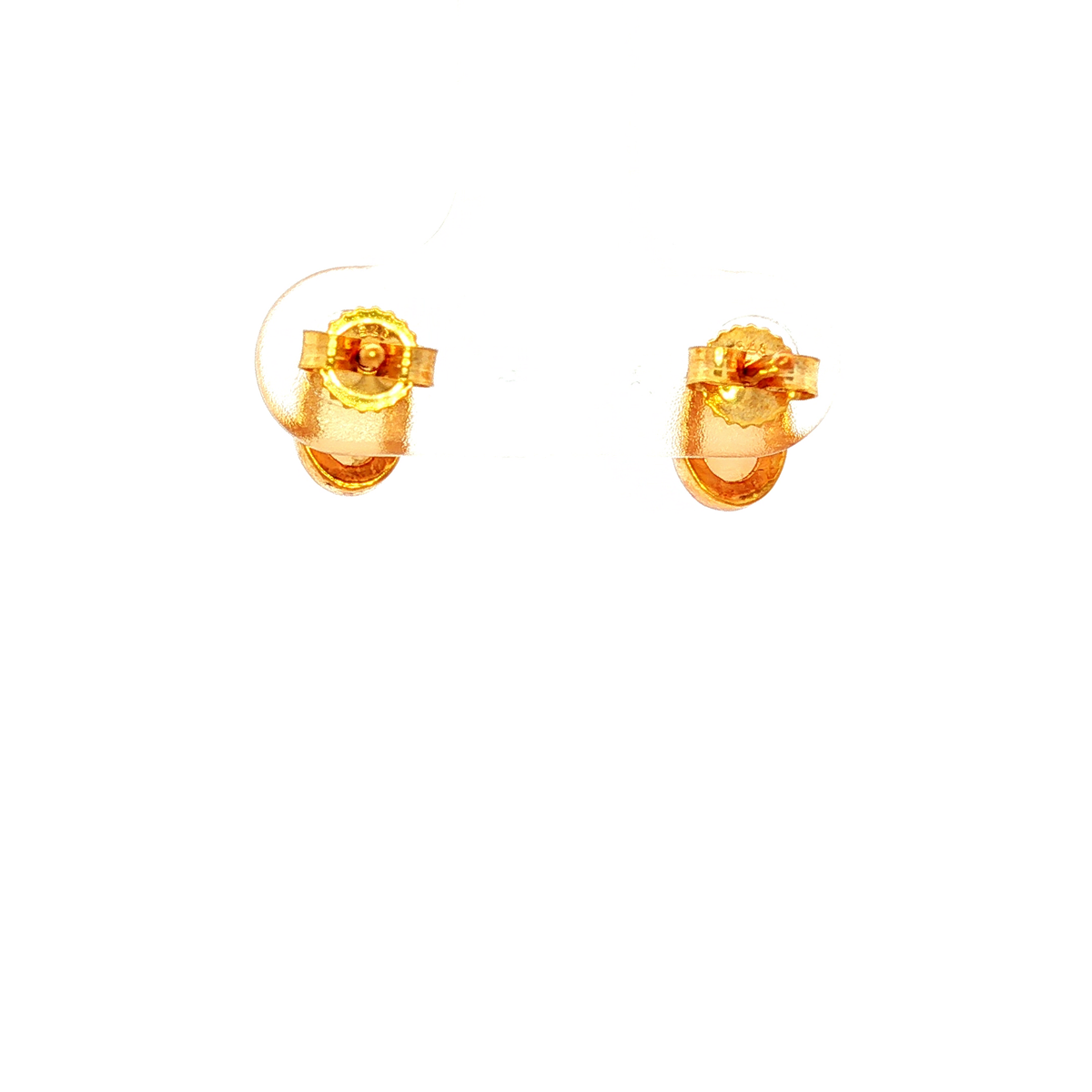 Solid White Opal Bezel Set Earrings Yellow Gold