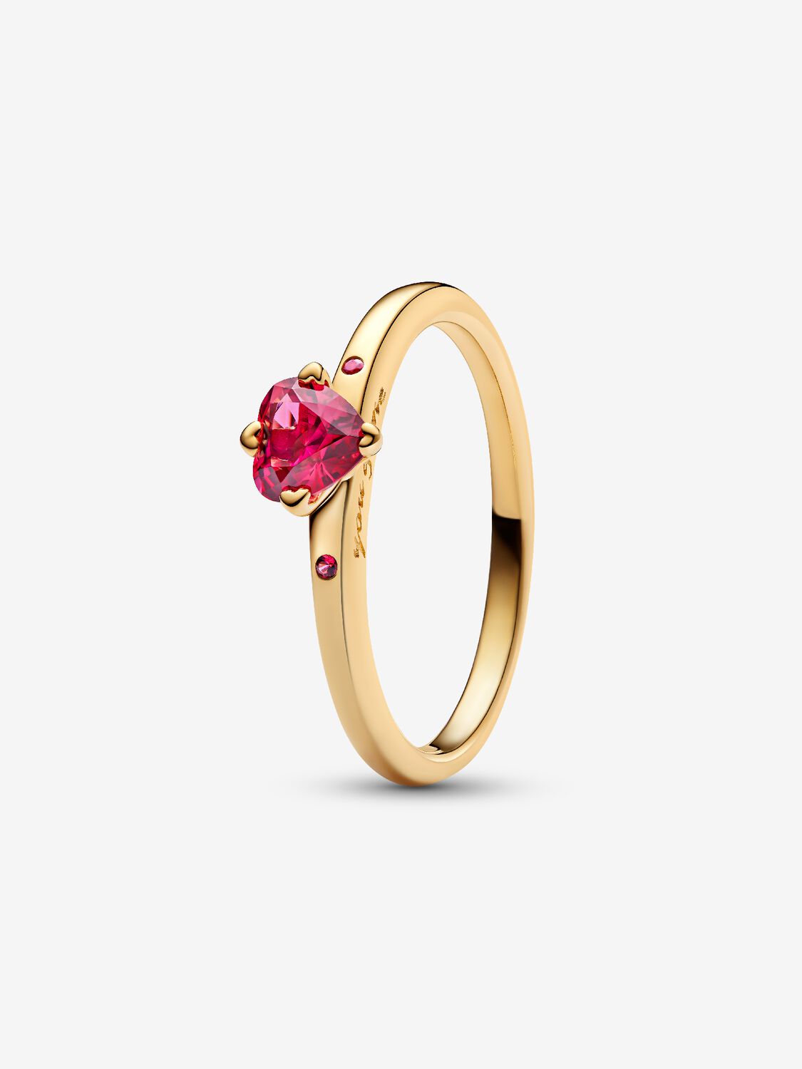 Heart 14k gold-plated ring with cherries jubilee red crystal