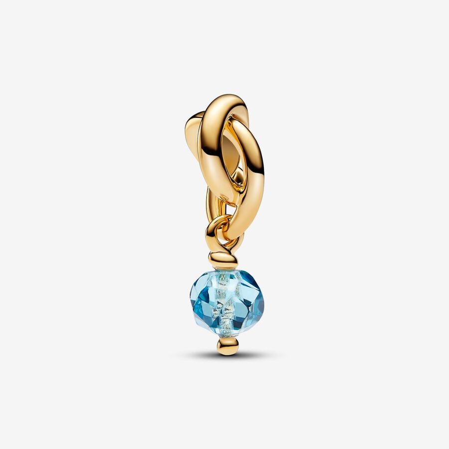 March Faceted Birthstone Eternity Circle Dangle Charm