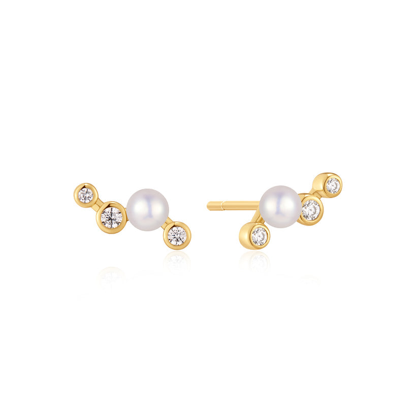 Ania Haie Zig-Zag Shell Pearl Stud Earrings