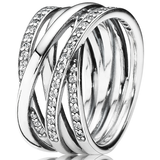 PANDORA Rose Entwined Ring Band w Clear CZ