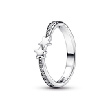 Stars sterling silver ring with clear cubic zirconia