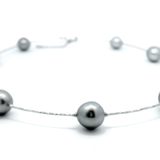Tahitian South Sea Pearls on Flexible 18ct White Gold Omega Chain