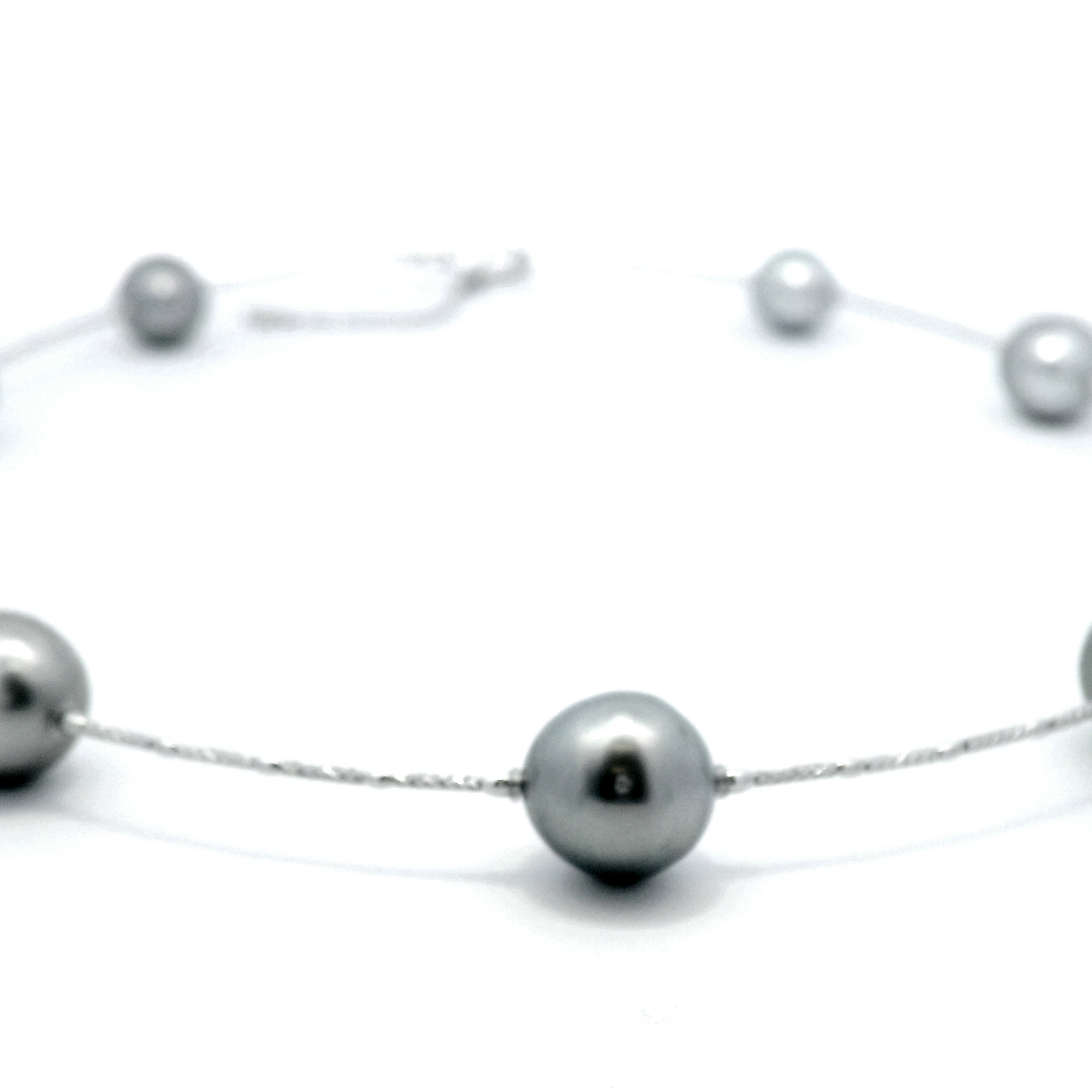 Tahitian South Sea Pearls on Flexible 18ct White Gold Omega Chain