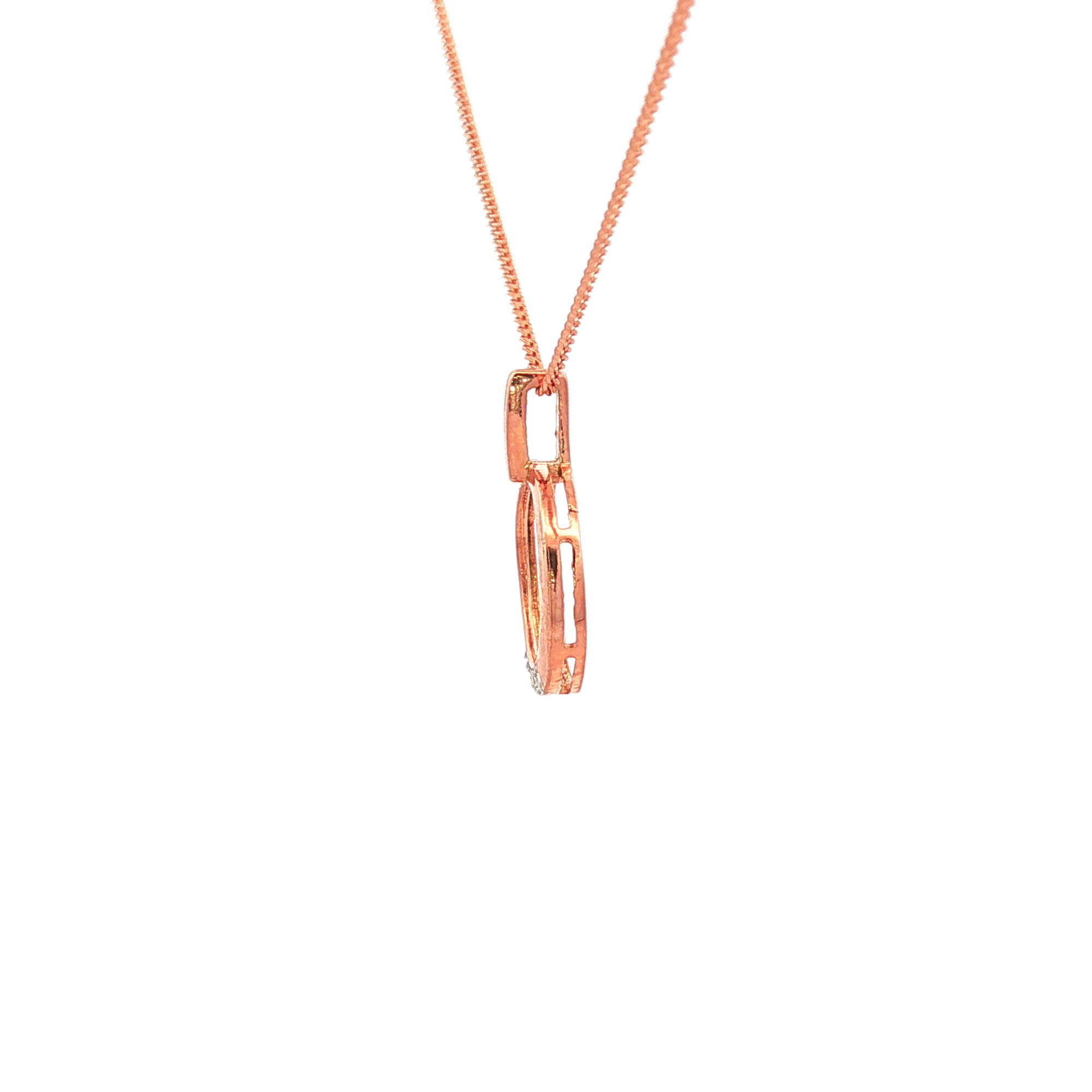 Diamond Set Open Circle Pendant in 9 Carat Rose Gold